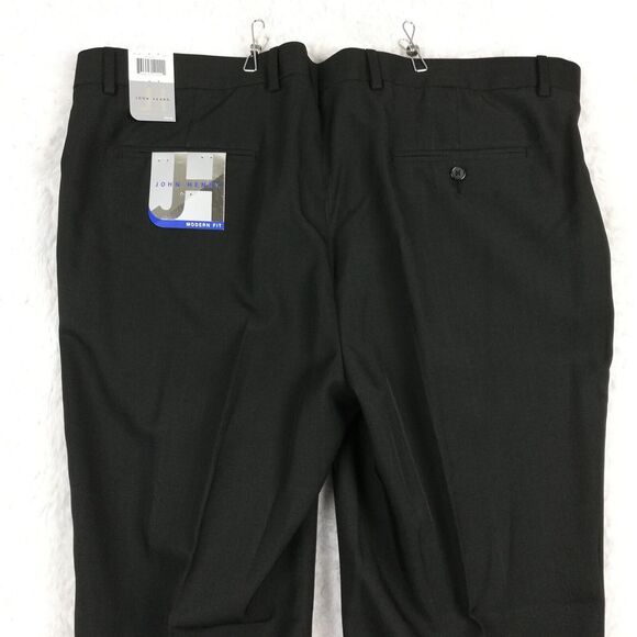 John Henry Mens Pants Modern Fit Trouser Black Casual Work Pleated 42x32 New - Picture 9 of 12